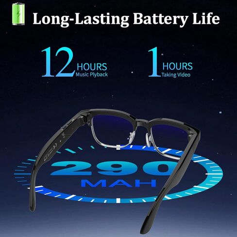 AI Smart Glasses with Camera, 8MPW Anti-Shake Bluetooth Camera Glasses, 1080P Video Recording Dual Mic Noise Reduction, Real Time Translation&Simultaneous Interpretation, 290mAh Capacity(W630) in Saudi Arabia