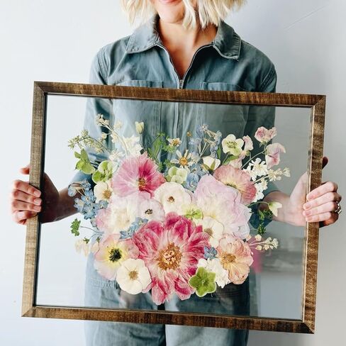 16x20 Floating Picture Frames Natural Teak Wood 16x20 Floating Frame Gold Bouquet Frames For Wedding Double Real Glass Pressed Flower Frame 12x16 in Saudi Arabia