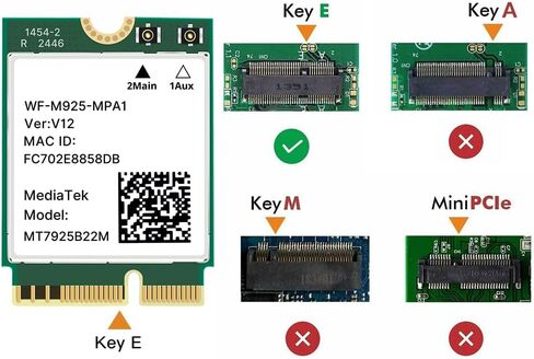 MT7925 WiFi 7 Card BE6500, M.2 2230 Wireless Network Card, Bluetooth 5.4, Tri-Band 6G/5G/2.4GHz, 802.11be OFDMA, Compatible with Intel/AMD, Windows 11/10 64-Bit in Saudi Arabia