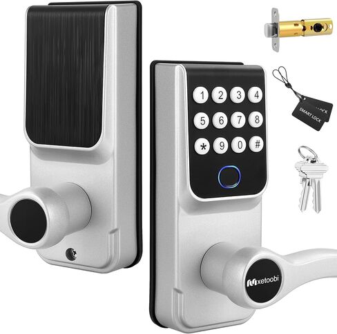 Keypad Smart Lock with Handle for Front Door, 5-in-1 Control by Fingerprint/Password/APP/E-Key/Key, Simple and Reliable, 12 Months Battery Life, Easy Installation (MT-B16-S) in Saudi Arabia