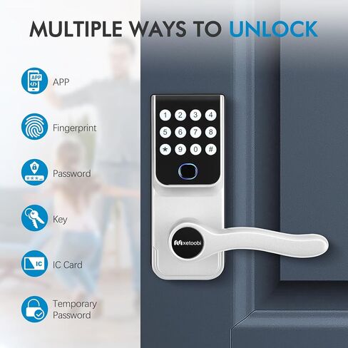 Keypad Smart Lock with Handle for Front Door, 5-in-1 Control by Fingerprint/Password/APP/E-Key/Key, Simple and Reliable, 12 Months Battery Life, Easy Installation (MT-B16-S) in Saudi Arabia