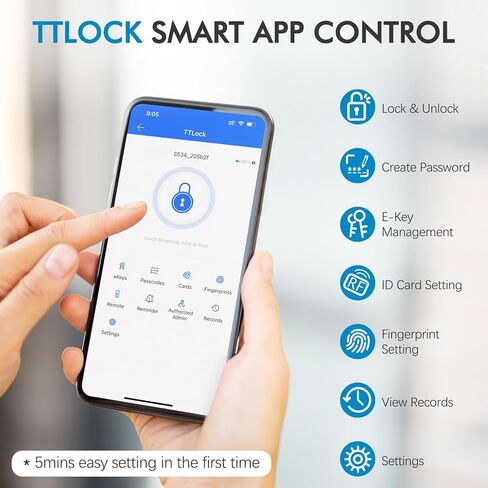 Keypad Smart Lock with Handle for Front Door, 5-in-1 Control by Fingerprint/Password/APP/E-Key/Key, Simple and Reliable, 12 Months Battery Life, Easy Installation (MT-B16-S) in Saudi Arabia