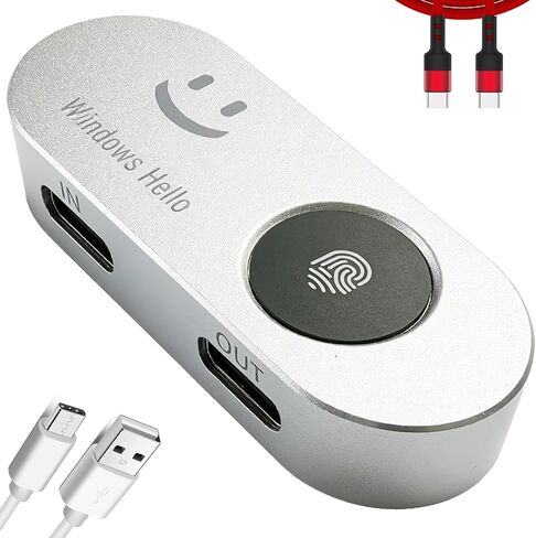 Portable USB Fingerprint Reader for Windows 10/11 PC and Laptops, Windows Hello Biometric Scanner, 360° Touch, Fast Login (<1 Second), Type-C Fingerprint Reader with Security Key. in Saudi Arabia