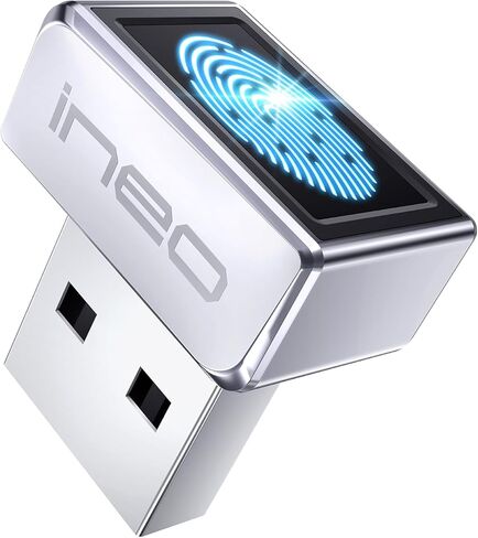 قارئ بصمات الأصابع USB من ineo لنظام Windows Hello، مفتاح أمان مدمج للتوصيل والتشغيل، فضي [FP01] in Kuwait