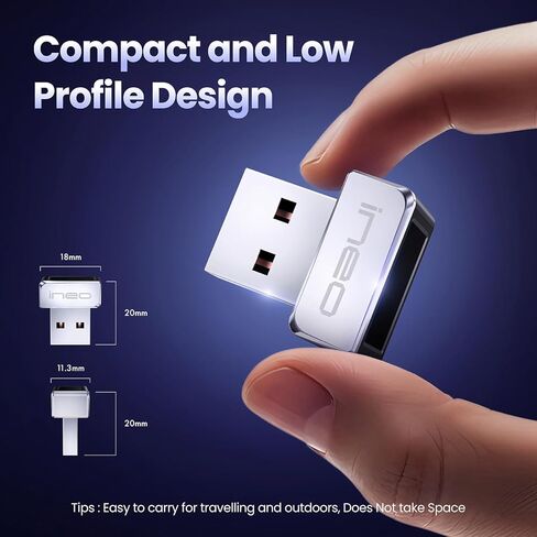 قارئ بصمات الأصابع USB من ineo لنظام Windows Hello، مفتاح أمان مدمج للتوصيل والتشغيل، فضي [FP01] in Kuwait