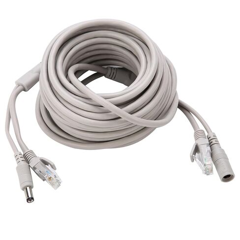 Cat5 Network Cable with Power RJ45+DC | 2-in-1 PoE Extension Cable for IP Cameras Surveillance System NVR 10/100Mbps Outdoor (10M) in Saudi Arabia