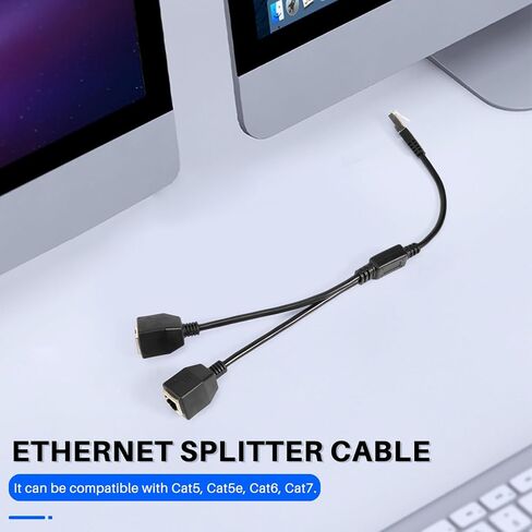 RJ45 1 ذكر إلى 2 أنثى كابل إيثرنت الفاصل لـ Super Cat5، Cat6، Cat7 LAN إيثرنت تمديد كابل محول in Kuwait