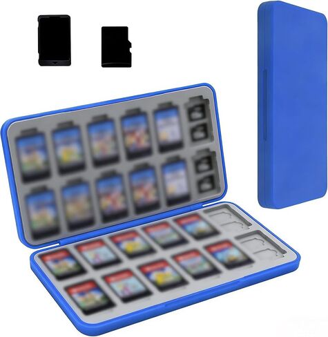 Switch Game Case Holder for Switch 2 Cartridge Case with 24 Game Card Slots & 48 Micro SD Card Slots, Hard Shell, Silicone Lining Blue in Saudi Arabia