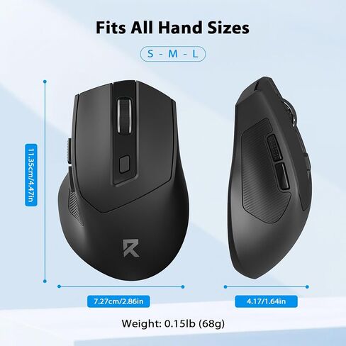 ماوس Redragon اللاسلكي، ماوس ضوئي مريح بسرعة 2.4 جيجا هرتز مع جهاز استقبال USB، عمر بطارية 18 شهرًا، 5 مستويات 4000 نقطة لكل بوصة، ماوس كمبيوتر بـ 6 أزرار للكمبيوتر المحمول، Windows، Mac، PC، Chromebook in Saudi Arabia