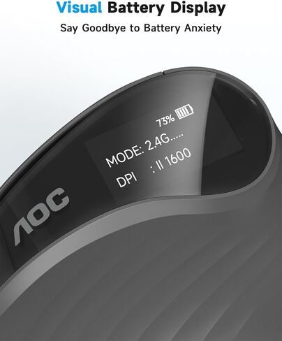 AOC 2.4GHz Ergonomic Mouse, Wireless Bluetooth Vertical Mouse for Work, 4800 DPI Optical Tracking, 5 Adjustable DPI, Quiet Clicks, RGB Light, Compatible with Computer, Laptop, PC, Mac, Desktop - Gray in Saudi Arabia