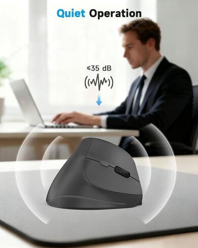 AOC 2.4GHz Ergonomic Mouse, Wireless Bluetooth Vertical Mouse for Work, 4800 DPI Optical Tracking, 5 Adjustable DPI, Quiet Clicks, RGB Light, Compatible with Computer, Laptop, PC, Mac, Desktop - Gray in Saudi Arabia