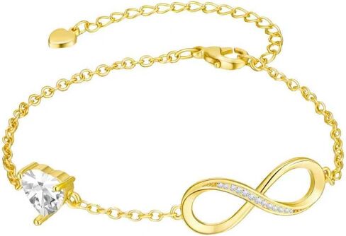 Infinity Heart Bracelet for Women Silver Chain Birthstone Bracelet Infinity Symbol Charm Bracelets Gifts for Her Wife Girlfriend Mom in Saudi Arabia