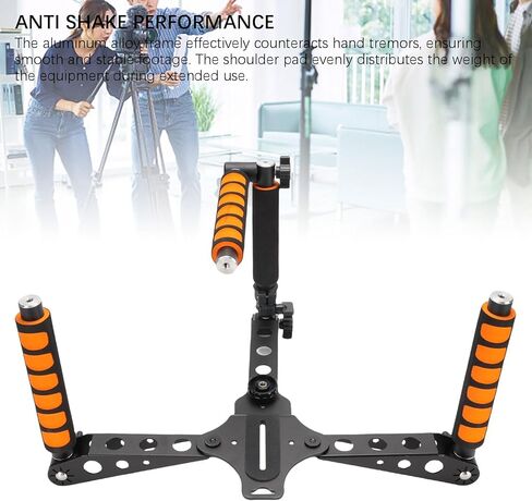 Camera Shoulder Support Rig Stabilizer Kit for DSLR Camcorders with Adjustable Handle Grip Cushioned Shoulder Pad Aluminum Alloy Foldable Lightweight for Vlog in Saudi Arabia