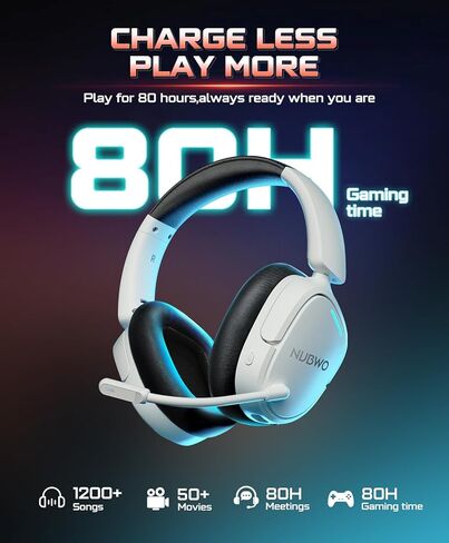 NUBWO Wireless Gaming Headset for PS5/PS4, PC, Laptop, Mac, 20ms Low-Latency, 80Hr, Zero Interference, PS5 Headset with 2.4GHz USB/Type-C, 7.1 Surround Sound, Bluetooth Gaming Headphones with Mic in Saudi Arabia