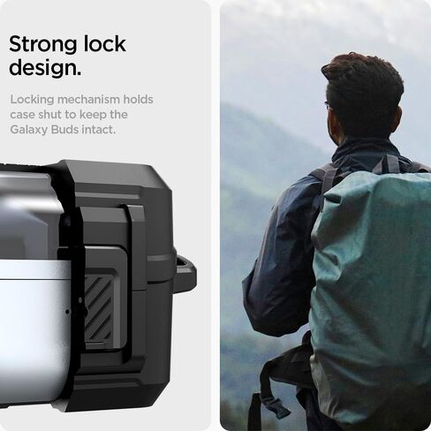 غطاء Spigen Lock Fit مصمم لهاتف Samsung Galaxy Buds3 FE (2025) / Buds3 Pro (2024) / Buds 3 (2024) مع حماية قفل آمنة - أسود مطفي in Kuwait