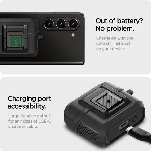 غطاء Spigen Lock Fit مصمم لهاتف Samsung Galaxy Buds3 FE (2025) / Buds3 Pro (2024) / Buds 3 (2024) مع حماية قفل آمنة - أسود مطفي in Kuwait