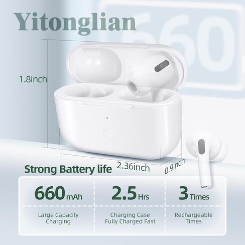 علبة شحن بديلة لأجهزة AirPods Pro الجيل الأول والثاني - علبة شاحن لاسلكي بدون سماعات أذن (أبيض) in Saudi Arabia