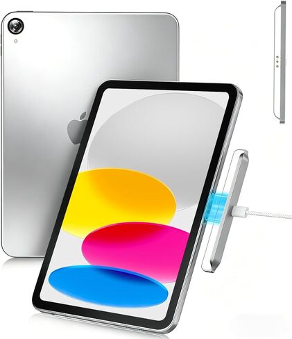 شاحن لاسلكي مغناطيسي لجهاز iPad (A16) الجيل الحادي عشر/العاشر 11 بوصة/10.9 بوصة 2025/2022، شاحن موصل ذكي من مادة سبيكة 18 وات لجهاز iPad 11/10 مع كابل USB-C إلى C مجدول من النايلون in Kuwait