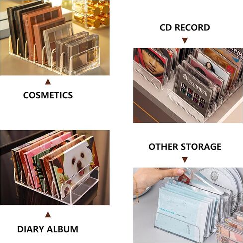 حامل أقراص مضغوطة من الأكريليك الشفاف مكون من قطعتين، رف عرض صندوق تخزين أقراص DVD والأقراص المضغوطة، حامل تخزين عرض سجل الفينيل، يحمل ما يصل إلى 14 حافظة أقراص مضغوطة قياسية لحاملي أرفف الوسائط وتنظيمها in Kuwait
