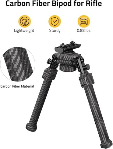 CVLIFE Carbon Fiber Rifle Bipod Compatible with M-Rail Bipods for Rifles 360 Degrees Swivel and Tiltable for Outdooor in Saudi Arabia