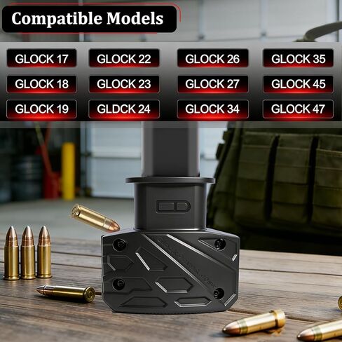 محمل المجلات لـ GL0CK 9mm/.40 S&W GL0CK 17,18,19,22,23,24,26,27,34,35,45 و47 ثابت ومحمول باللون الأسود in Kuwait