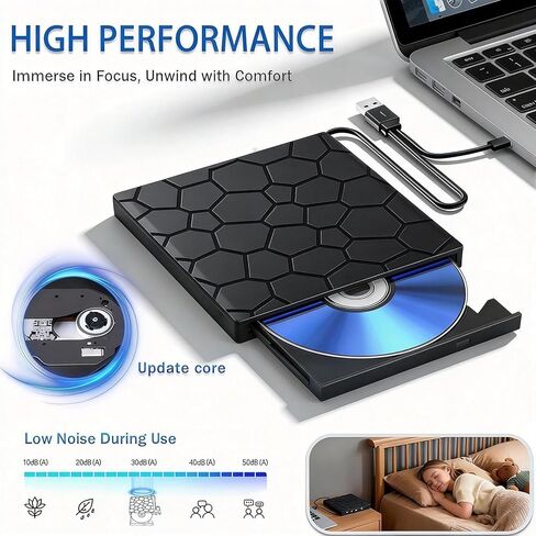 محرك أقراص Blu-ray BD/DVD/CD الخارجي من Gingo - ناسخ أقراص ضوئية USB 3.0 وقارئ وناسخ مع تشغيل ثلاثي الأبعاد، يعمل بسلاسة مع أجهزة الكمبيوتر المحمولة وأجهزة الكمبيوتر المكتبية وأجهزة Windows وMac وLinux in Kuwait