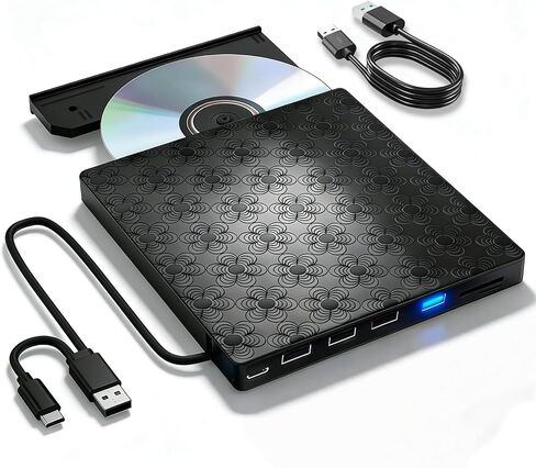 محرك أقراص Blu-ray خارجي محمول 6 في 1 مزود بمنفذ USB 3.0 ومنفذ Type-C/SD/TF يدعم قرص BD سعة 100 جيجا بايت وتشغيل ثلاثي الأبعاد لقارئ أقراص CD/DVD/كاتب متوافق مع Windows 7-11/MacOS/Linux لأجهزة الكمبيوتر المكتبية والكمبيوتر المحمول in Kuwait