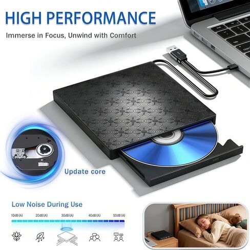 محرك أقراص Blu-ray خارجي محمول 6 في 1 مزود بمنفذ USB 3.0 ومنفذ Type-C/SD/TF يدعم قرص BD سعة 100 جيجا بايت وتشغيل ثلاثي الأبعاد لقارئ أقراص CD/DVD/كاتب متوافق مع Windows 7-11/MacOS/Linux لأجهزة الكمبيوتر المكتبية والكمبيوتر المحمول in Kuwait