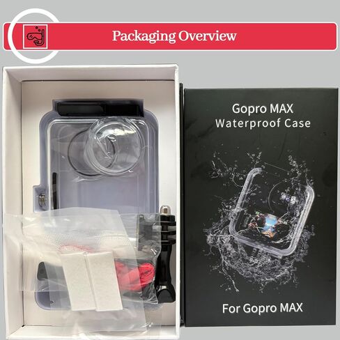 غطاء حماية مثالي للغوص تحت الماء متوافق مع كاميرا GoPro MAX - غطاء حماية مقاوم للماء بطول 40 مترًا/131 قدمًا مع جهاز كمبيوتر مقاوم للتآكل وعدسة زجاجية مقواة 2019 in Kuwait