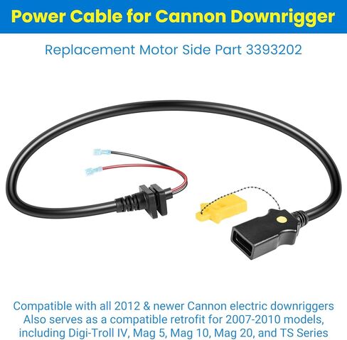 طقم كابل الطاقة لجهاز Cannon Electric Downrigger - جانب المحرك 3393202 ونهاية البطارية 1903017 (3393200) - يناسب Magnum وDigi-Troll وOptimum وTS - 12V 30A 14AWG in Kuwait