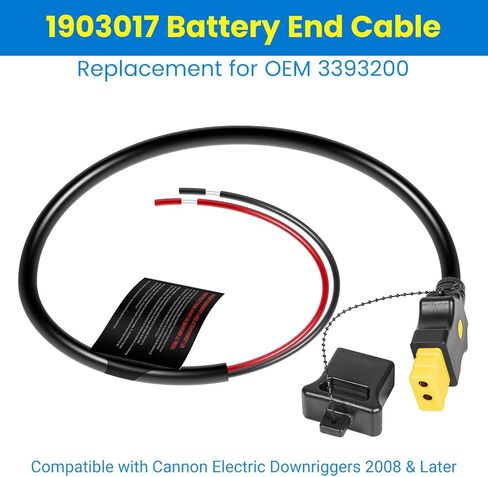 طقم كابل الطاقة لجهاز Cannon Electric Downrigger - جانب المحرك 3393202 ونهاية البطارية 1903017 (3393200) - يناسب Magnum وDigi-Troll وOptimum وTS - 12V 30A 14AWG in Kuwait