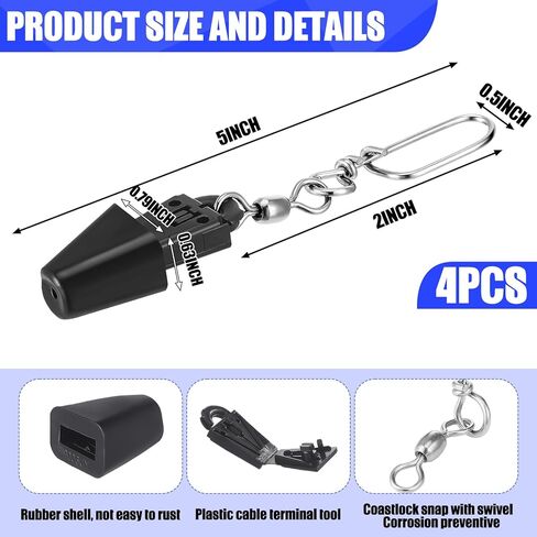 4 Pcs Fishing Downriggers Kit 2 Weights or Ball Clip Terminators and 2 Wire Line Downrigger Release Clip S for Salt & Freshwater Offshore Deep Sea Fishing Trolling Accessories in Saudi Arabia
