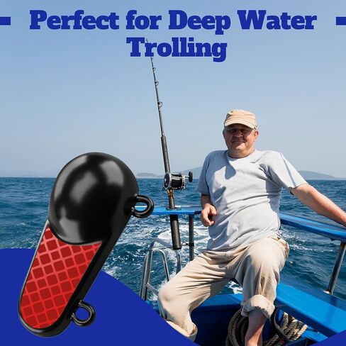 LEIFIDE 2 Pcs Downrigger Weights 4 lb Pancake Oval Coated Ball Fishing Downriggers Sinkers with Red Flash Vinyl-Coated Trolling Weights for Salmon Trout Boat Marine Accessories in Saudi Arabia