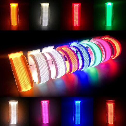فانل سوار معصم باضاءة LED، اساور يد مضيئة LED، اساور معصم رياضية وامضة، عبوة من 8 قطع من لوازم الحفلات الموسيقية والمهرجانات والرياضة والحفلات والمناسبات الليلية in Kuwait