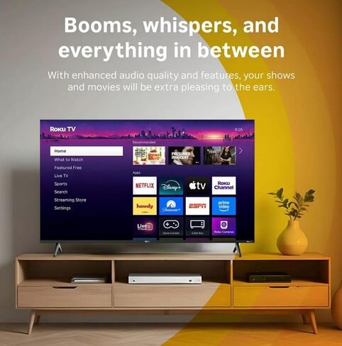 تلفزيون Roku Hiro TV 40 بوصة 1080 بكسل عالي الدقة مع صوت دولبي للبث المباشر، إضاءة LED مباشرة، مع واي فاي، بلوتوث، 3X منافذ HDMI - H40C3C4 (متجدد) in Saudi Arabia