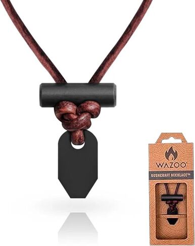 The Bushcraft - Original Fire Starter Necklace for Men, Handcrafted In USA, Weatherproof Fire Starting Necklace with Adjustable Leather Knot Design, Ideal for Traveling, Everyday Carry & Adventures in Saudi Arabia