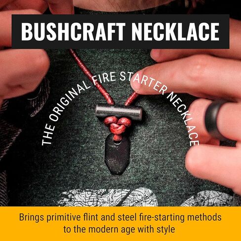 The Bushcraft - Original Fire Starter Necklace for Men, Handcrafted In USA, Weatherproof Fire Starting Necklace with Adjustable Leather Knot Design, Ideal for Traveling, Everyday Carry & Adventures in Saudi Arabia