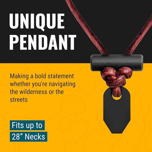 The Bushcraft - Original Fire Starter Necklace for Men, Handcrafted In USA, Weatherproof Fire Starting Necklace with Adjustable Leather Knot Design, Ideal for Traveling, Everyday Carry & Adventures in Saudi Arabia
