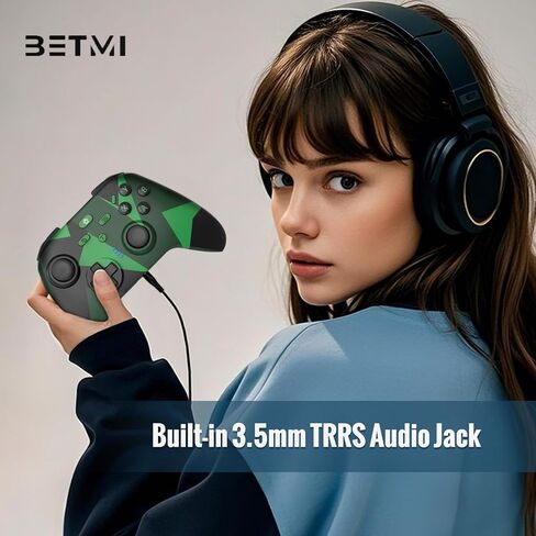 BETMI لوحدة تحكم Xbox اللاسلكية مع مقبس صوت مدمج/Turbo/Hall Effect Joysticks/Macro/Dual Vibration، لوحة ألعاب 2.4 جيجا هرتز متوافقة مع Xbox One، Xbox Series X/S، Xbox One X/S، الكمبيوتر الشخصي (أخضر) in Kuwait