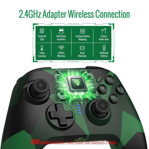 BETMI لوحدة تحكم Xbox اللاسلكية مع مقبس صوت مدمج/Turbo/Hall Effect Joysticks/Macro/Dual Vibration، لوحة ألعاب 2.4 جيجا هرتز متوافقة مع Xbox One، Xbox Series X/S، Xbox One X/S، الكمبيوتر الشخصي (أخضر) in Kuwait