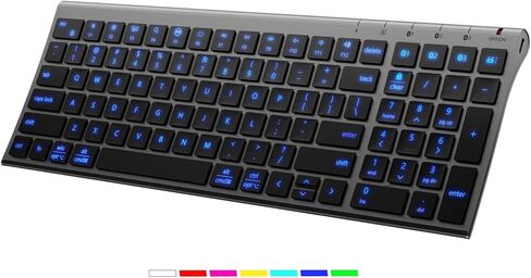 iClever Backlit Bluetooth Keyboard for Mac, BK10 Pro Ultra Slim Wireless Keyboard, Multi-Device, 7-Color Backlight, Standard Full-Size Keys, Rechargeable Compatible with Mac, Windows, iPad, Android in Saudi Arabia