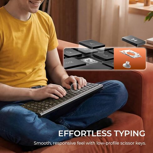 iClever Backlit Bluetooth Keyboard for Mac, BK10 Pro Ultra Slim Wireless Keyboard, Multi-Device, 7-Color Backlight, Standard Full-Size Keys, Rechargeable Compatible with Mac, Windows, iPad, Android in Saudi Arabia