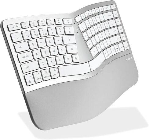 Macally Ergonomic Keyboard for Mac Wireless, Split Bluetooth & USB-C+A Wired Dual Mode Keyboard, Rechargeable Multi-Device Ergonomic Keyboard for MacBook iMac iPad iPhone with Wrist Cushion in Saudi Arabia