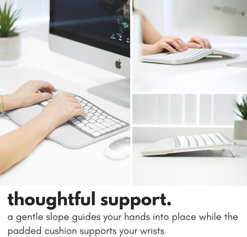 Macally Ergonomic Keyboard for Mac Wireless, Split Bluetooth & USB-C+A Wired Dual Mode Keyboard, Rechargeable Multi-Device Ergonomic Keyboard for MacBook iMac iPad iPhone with Wrist Cushion in Saudi Arabia