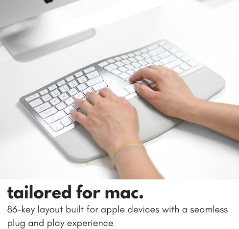 Macally Ergonomic Keyboard for Mac Wireless, Split Bluetooth & USB-C+A Wired Dual Mode Keyboard, Rechargeable Multi-Device Ergonomic Keyboard for MacBook iMac iPad iPhone with Wrist Cushion in Saudi Arabia