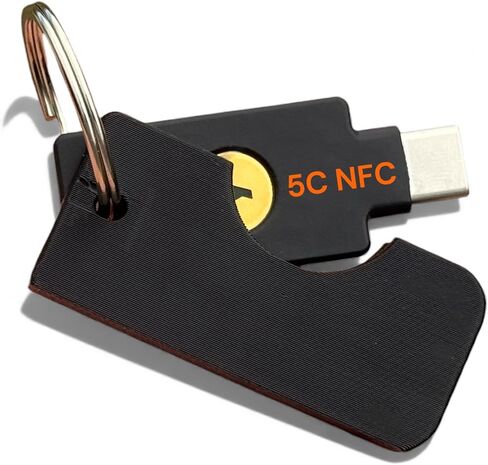 حافظة حماية قابلة للطي متوافقة مع YubiKey 5C NFC - حامل سلسلة المفاتيح - غطاء متين مع حلقة مفاتيح آمنة (أسود) in Kuwait