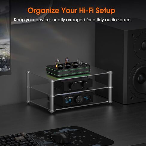 DoukAudio Aluminum Audio Rack Stand: Multi Layer Desktop HiFi Shelf for Amplifier Preamp DAC Ventilated Modular Storage Rack CNC Build Home Studio Setup in Saudi Arabia