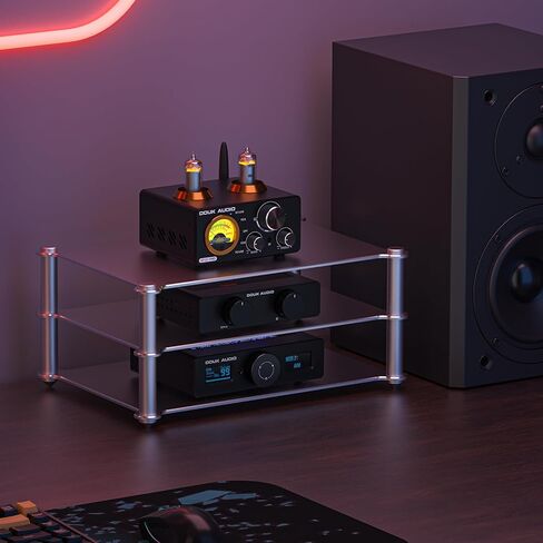 DoukAudio Aluminum Audio Rack Stand: Multi Layer Desktop HiFi Shelf for Amplifier Preamp DAC Ventilated Modular Storage Rack CNC Build Home Studio Setup in Saudi Arabia