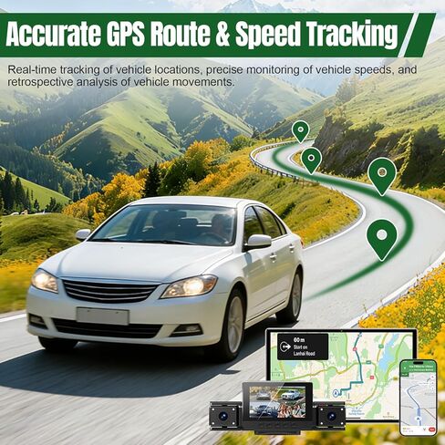 4 Channel Dash Cam,360° All-Around View Front Rear Left Right Inside Car Camera,3" IPS Screen,4-Way Dash Cam with 24H Parking Mode,Built-in GPS,8 IR Night Vision,G-Sensor,Free TF Card Included in Saudi Arabia