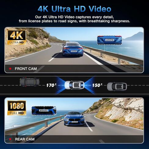 كاميرا أمامية وخلفية بدقة 4K، كاميرا سيارة بقناتين مع نظام تحديد المواقع العالمي (GPS) مدمج بسرعة 5.8 جيجا هرتز، وشاشة IPS مقاس 3.5 بوصة، وبطاقة 64 جيجابايت متضمنة، وزاوية واسعة 170 درجة، ورؤية ليلية، ومراقبة ركن السيارة على مدار 24 ساعة للسيارات in Saudi Arabia